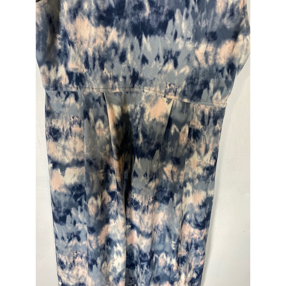 Eddie Bauer Blue Watercolor Fit Flare Dress Sleeveless Pockets Medium - Picture 9 of 9